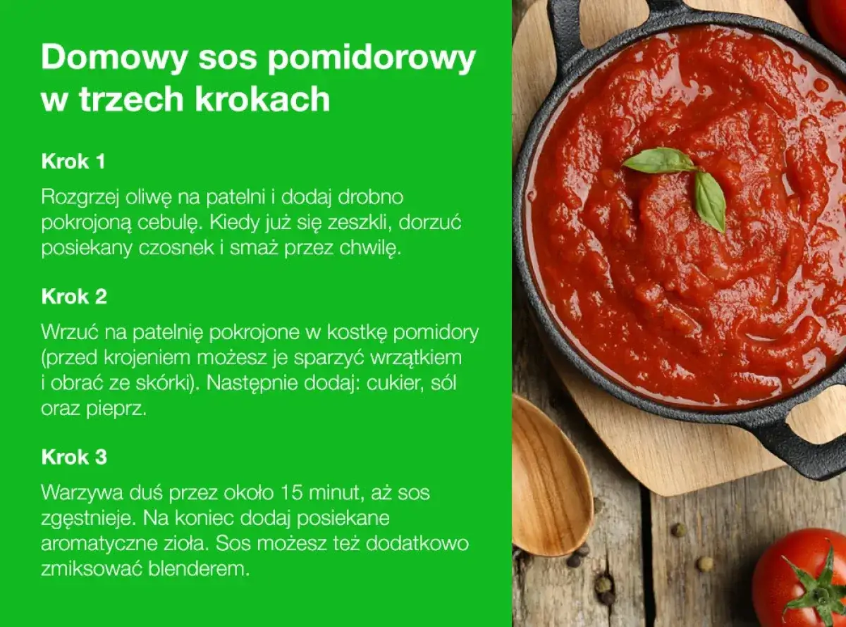 Domowy sos do pizzy, gęsty i aromatyczny, gotowy w trzech prostych krokach. Idealny do każdej pizzy.